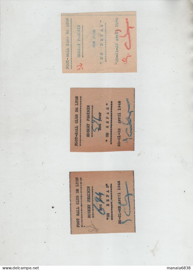 Long Cours Impressions Crozet Lyon  Enveloppe Avec Trois Bons Hockey Féminin 1946 - Ohne Zuordnung