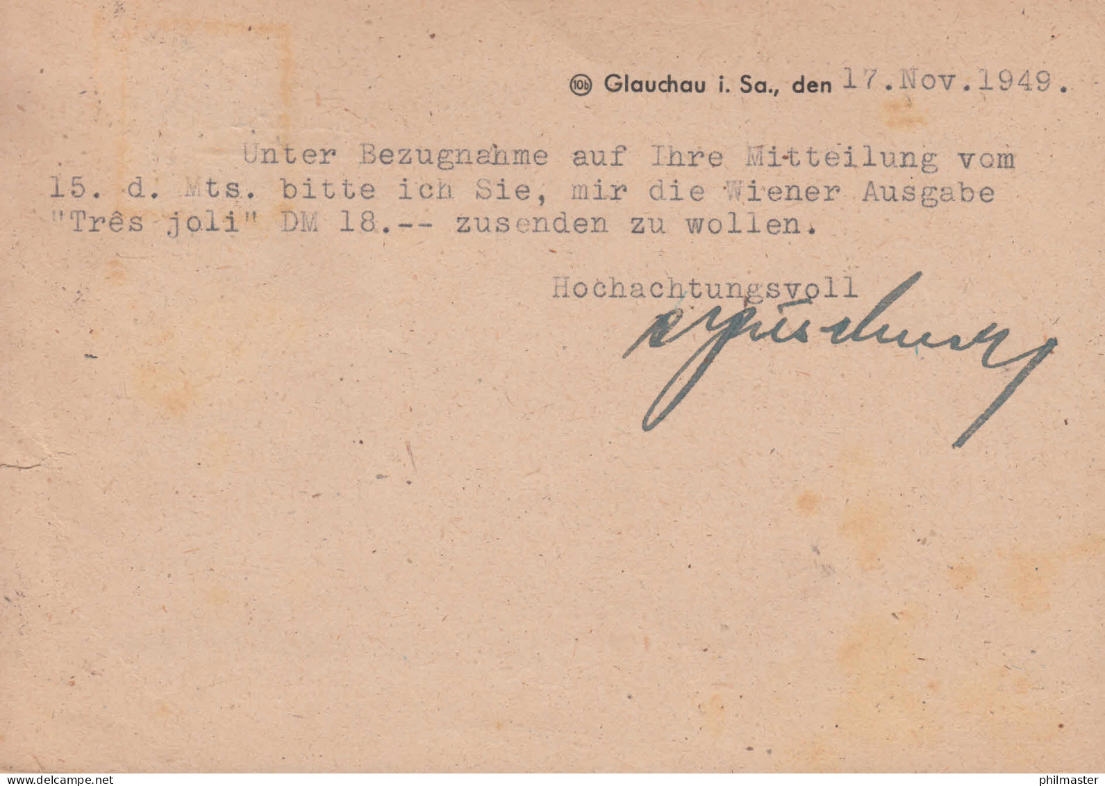 216 Engels EF Auf Postkarte SSt GLAUCHAU Damenkleiderstoffe Weltbekannt 17.11.49 - Textil