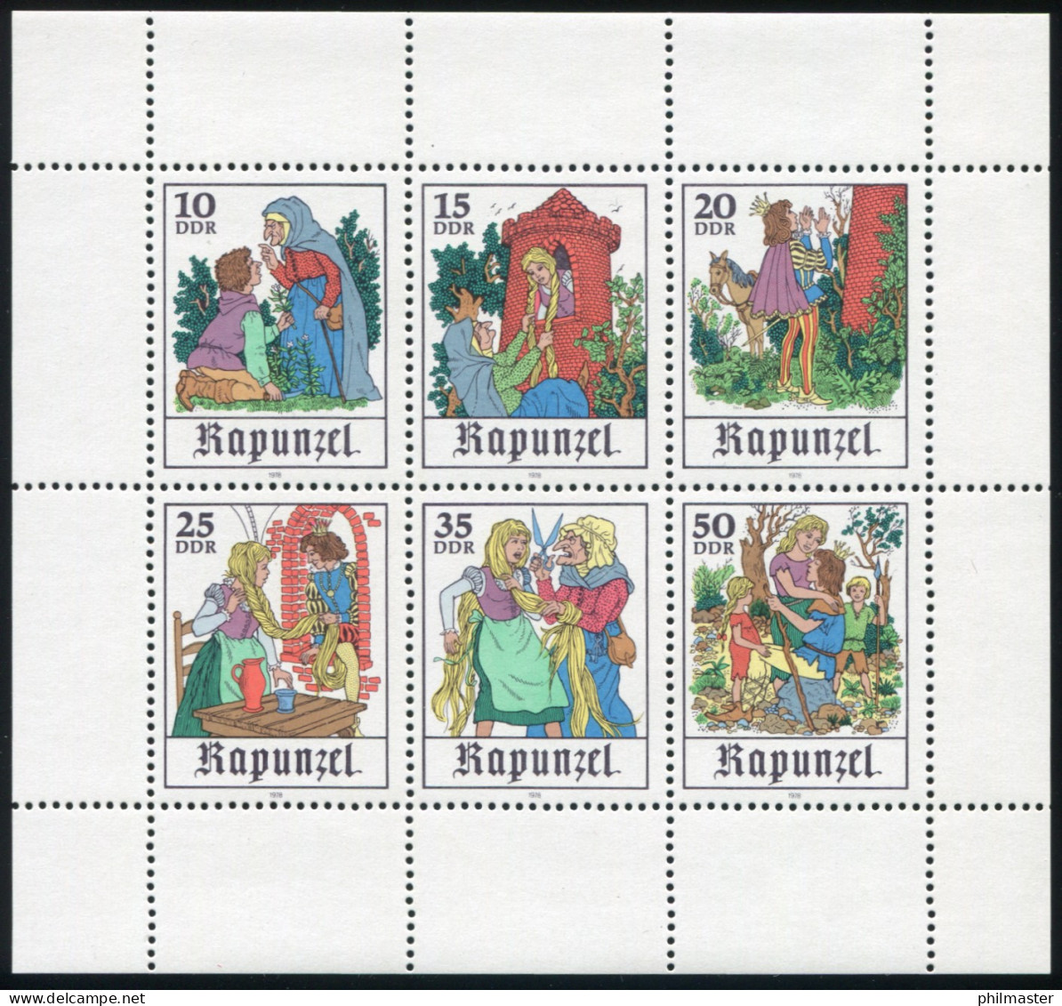 2382-2387 Märchen Rapunzel 1978 - Kleinbogen Mit Beginnendem PLF 2384, Feld 3 ** - Neufs