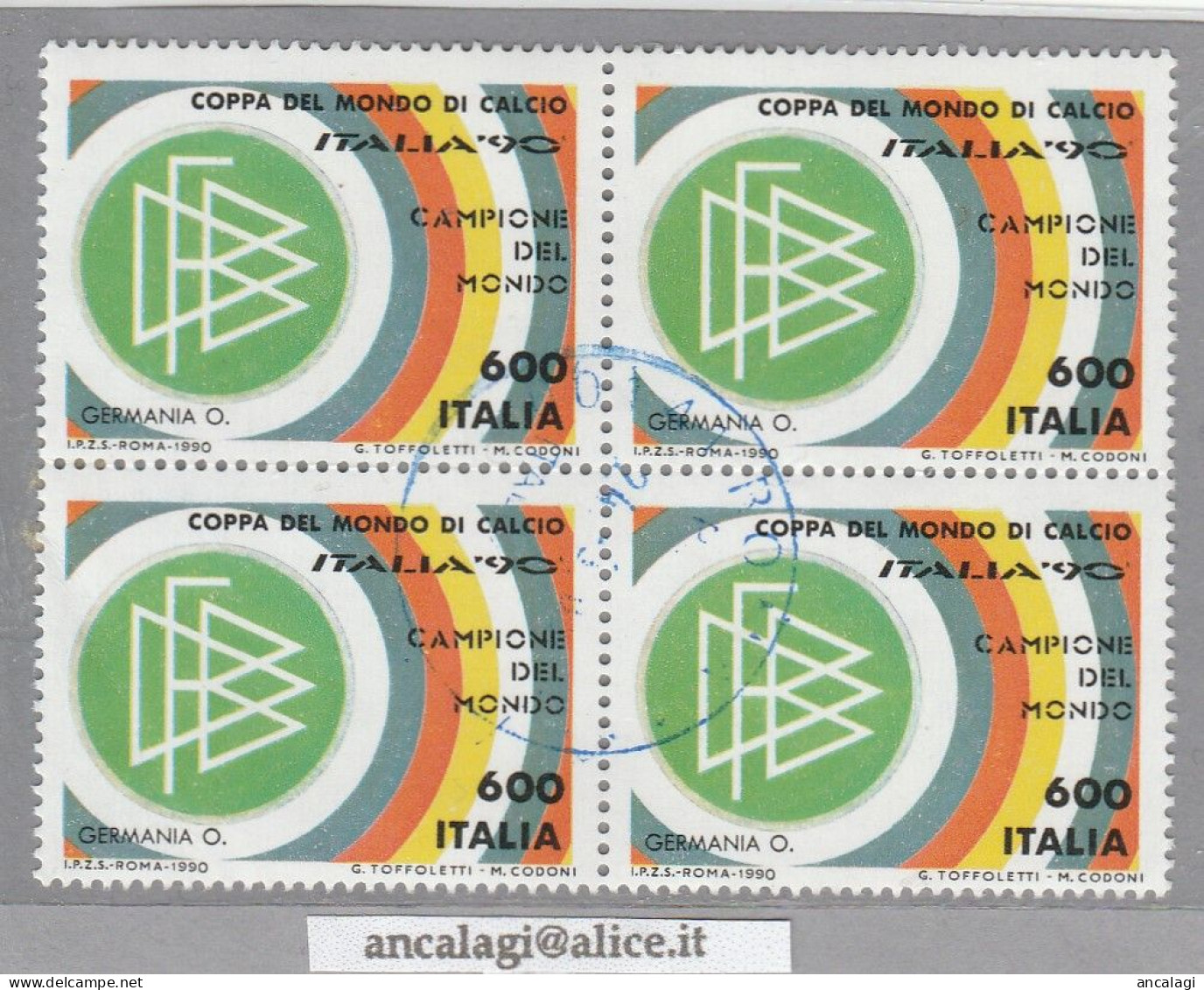 USATI ITALIA 1990 - Ref.0617B "GERMANIA CAMPIONE DEL MONDO" 1 Val. In Quartina - - 1981-90: Used