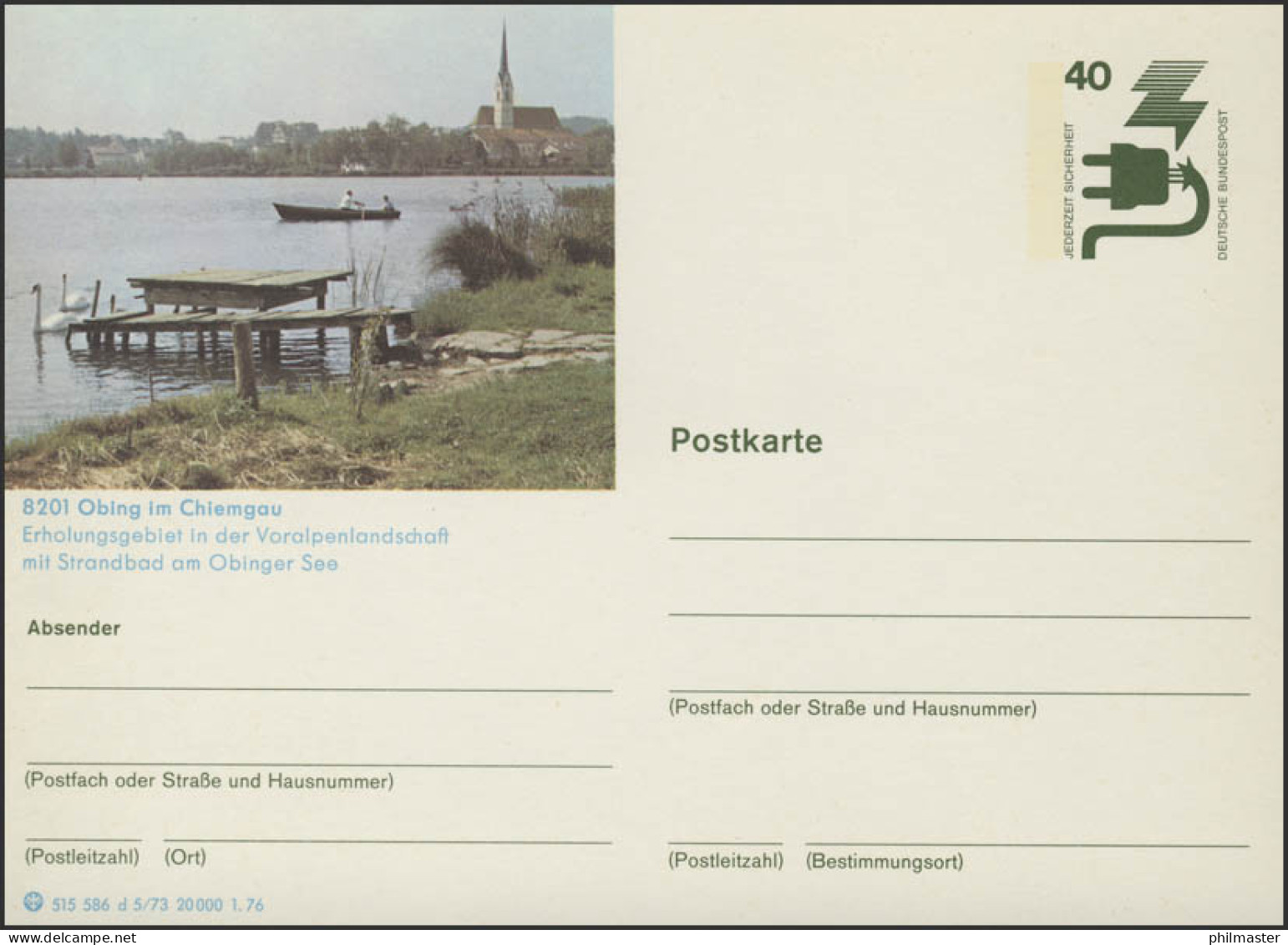 P120-d5/073 Obing Im Chiemgau, See Mit Kirche, ** - Cartes Postales Illustrées - Neuves