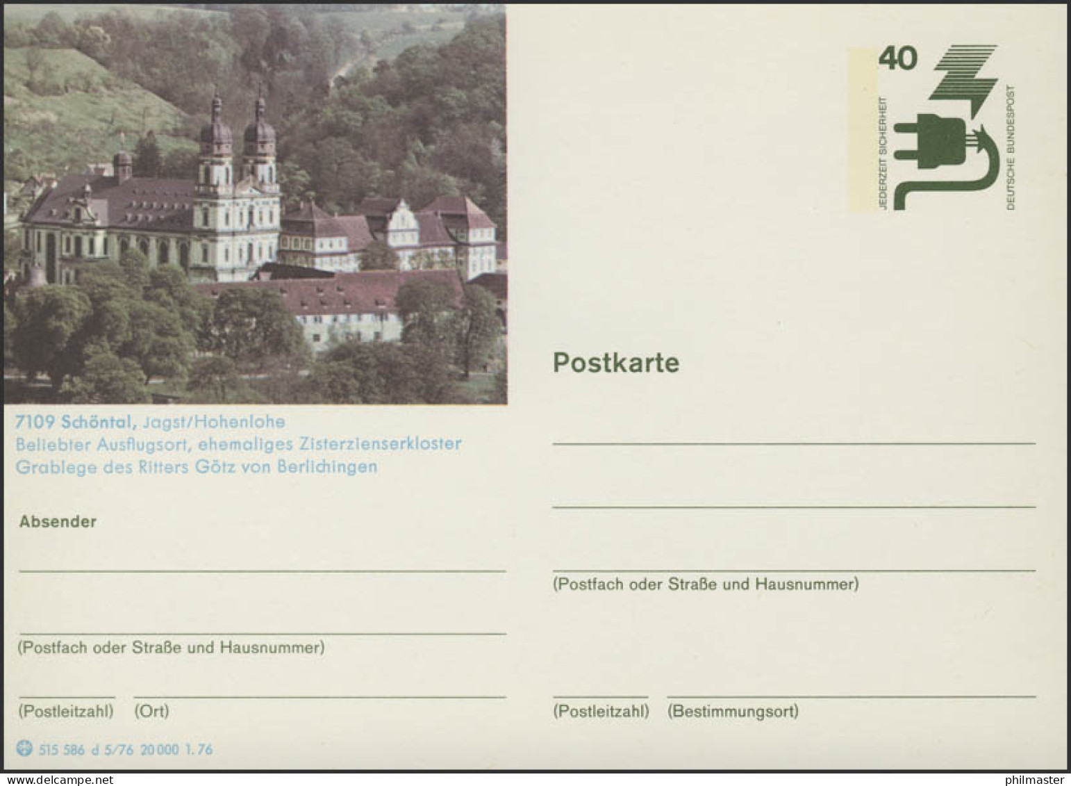 P120-d5/076 7109 Schöntal/Jagst Zisterzienserkloster, ** - Illustrated Postcards - Mint