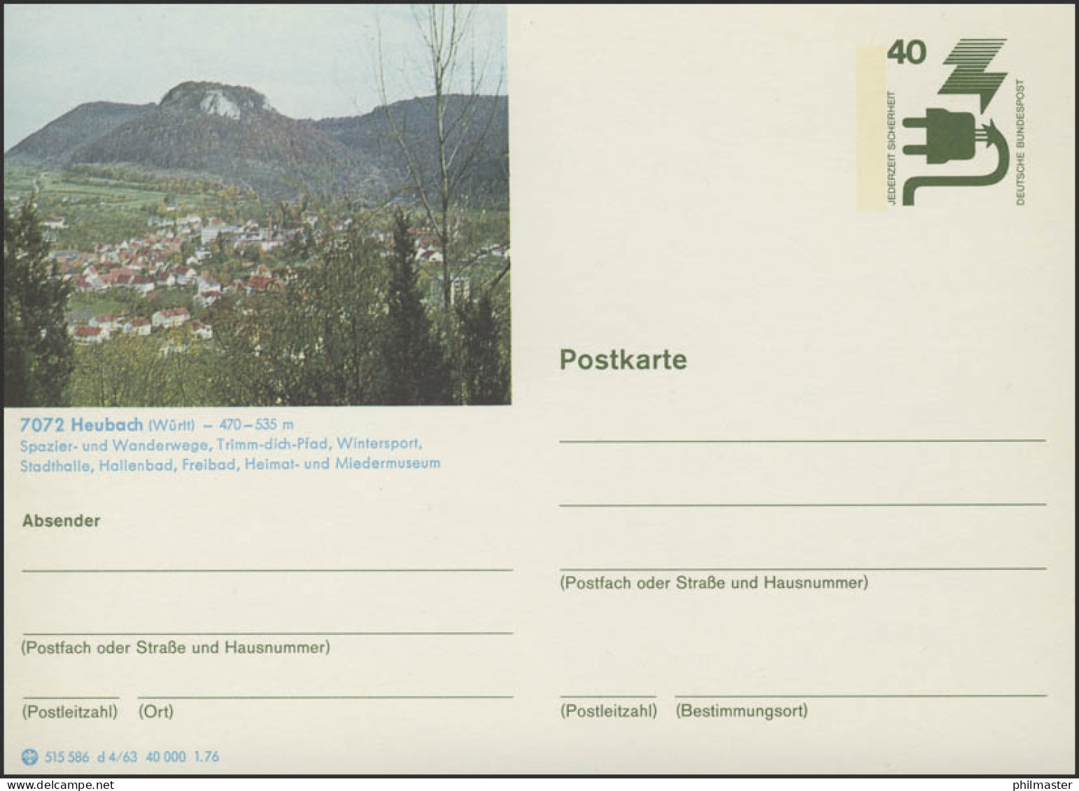 P120-d4/063 7072 Heubach/Württemberg, Panorama, ** - Cartes Postales Illustrées - Neuves