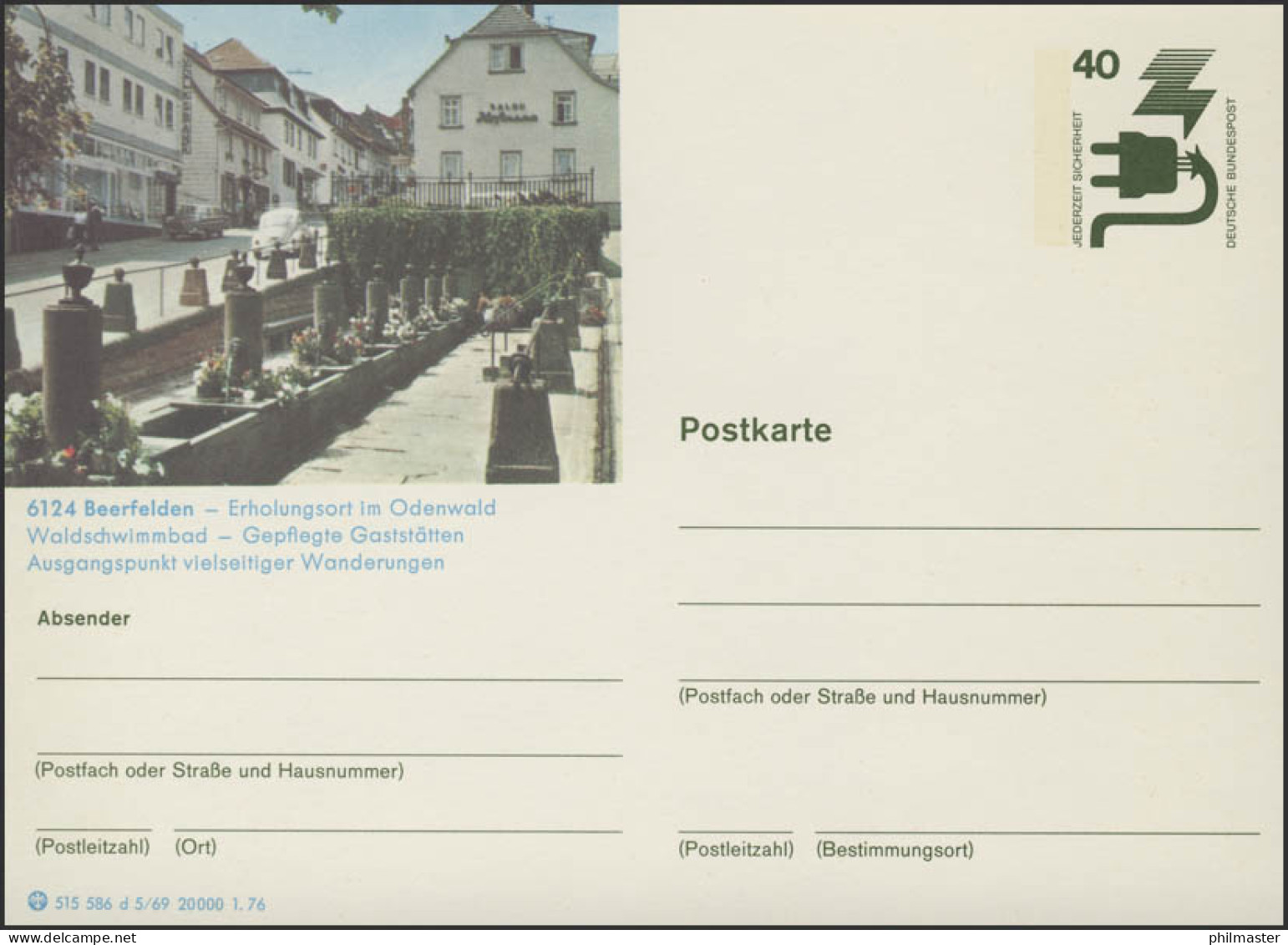 P120-d5/069 6124 Beerfelden, Teilansicht, ** - Illustrated Postcards - Mint