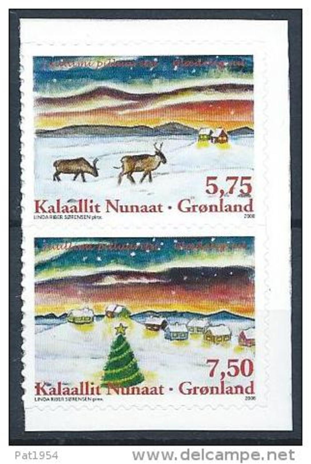 Groënland 2008 N° 502/503 Neufs Adhésifs Issus Du Carnet Noël - Ungebraucht