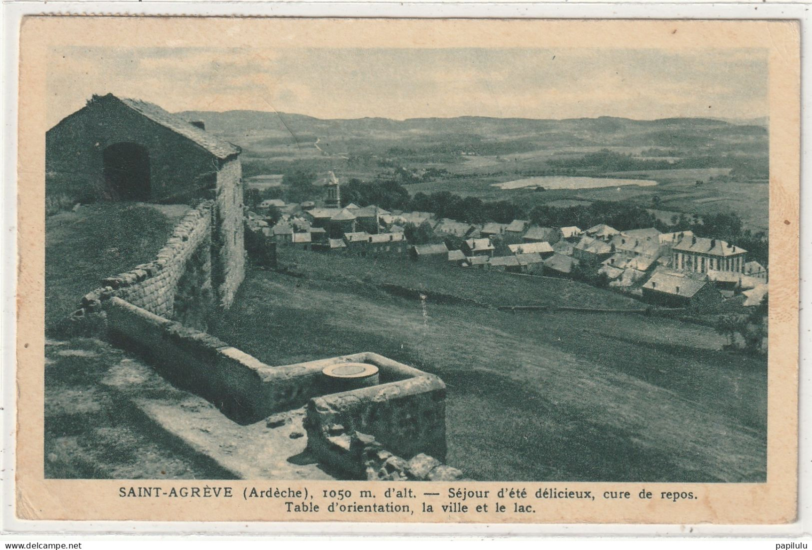 109 DEPT 07 : Verte édit. A Roche : Saint Agrève Table D'orientation , La Ville Et Le Lac - Saint Agrève