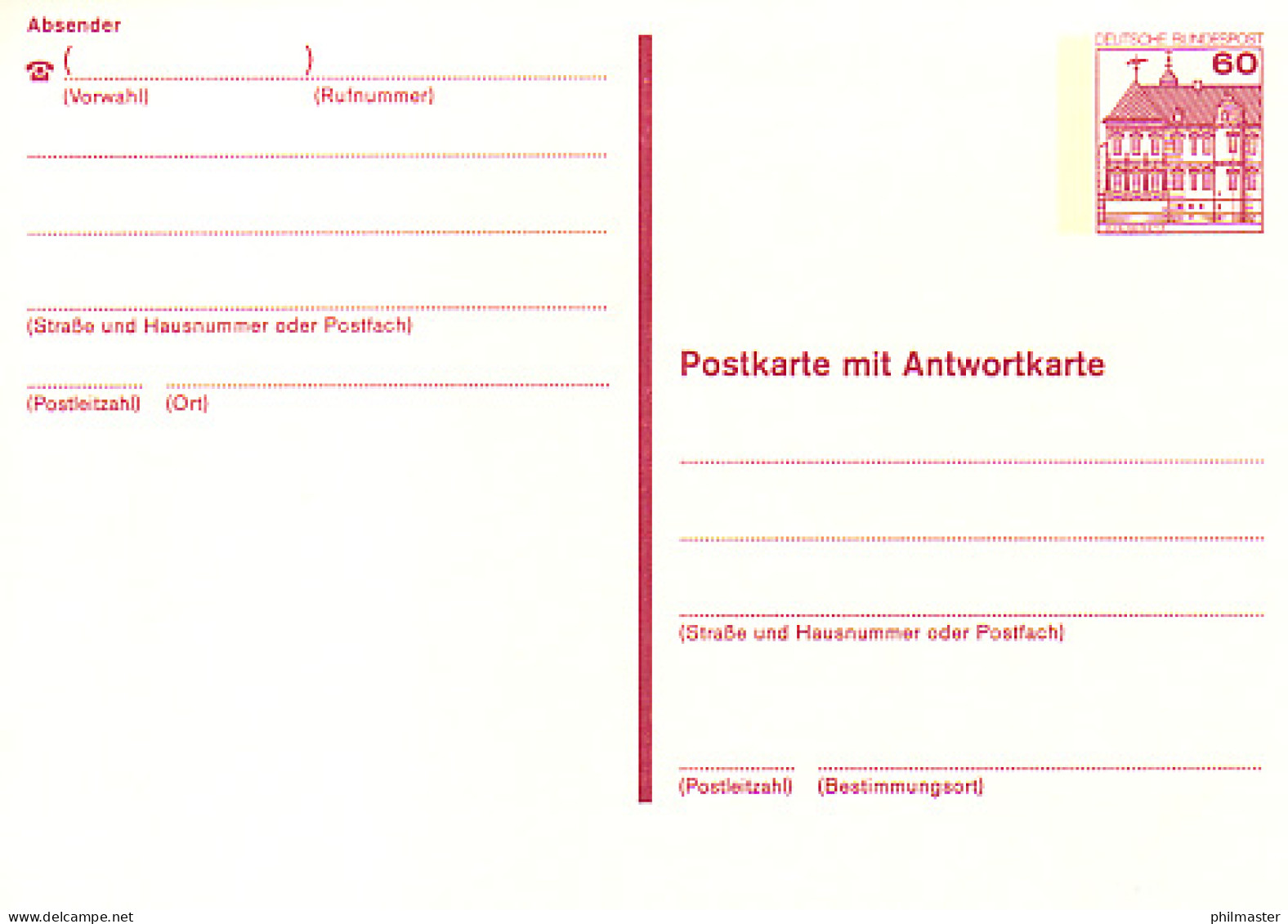 P 137 I BuS 60/60 Pf Buchdruck, Doppelkarte, ** - Postkaarten - Ongebruikt