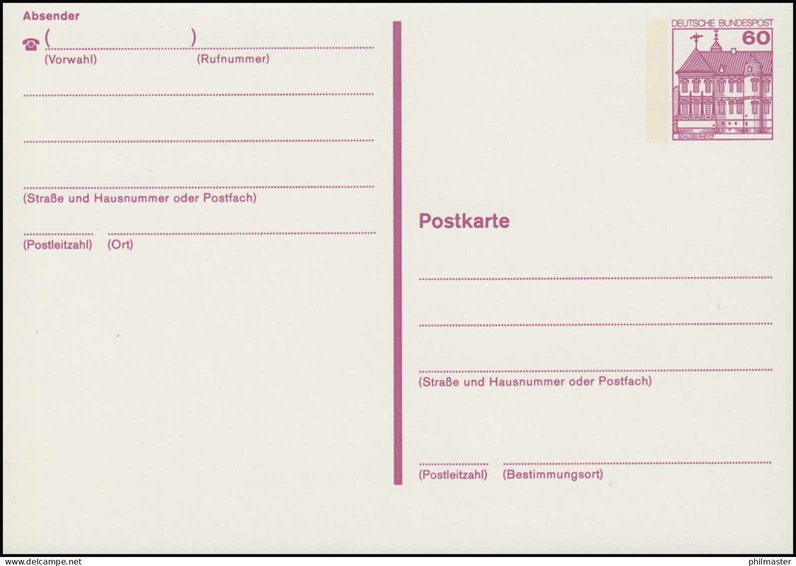 P 135 II BuS 60 Pf Letterset ** Wie Verausgabt - Cartes Postales - Neuves