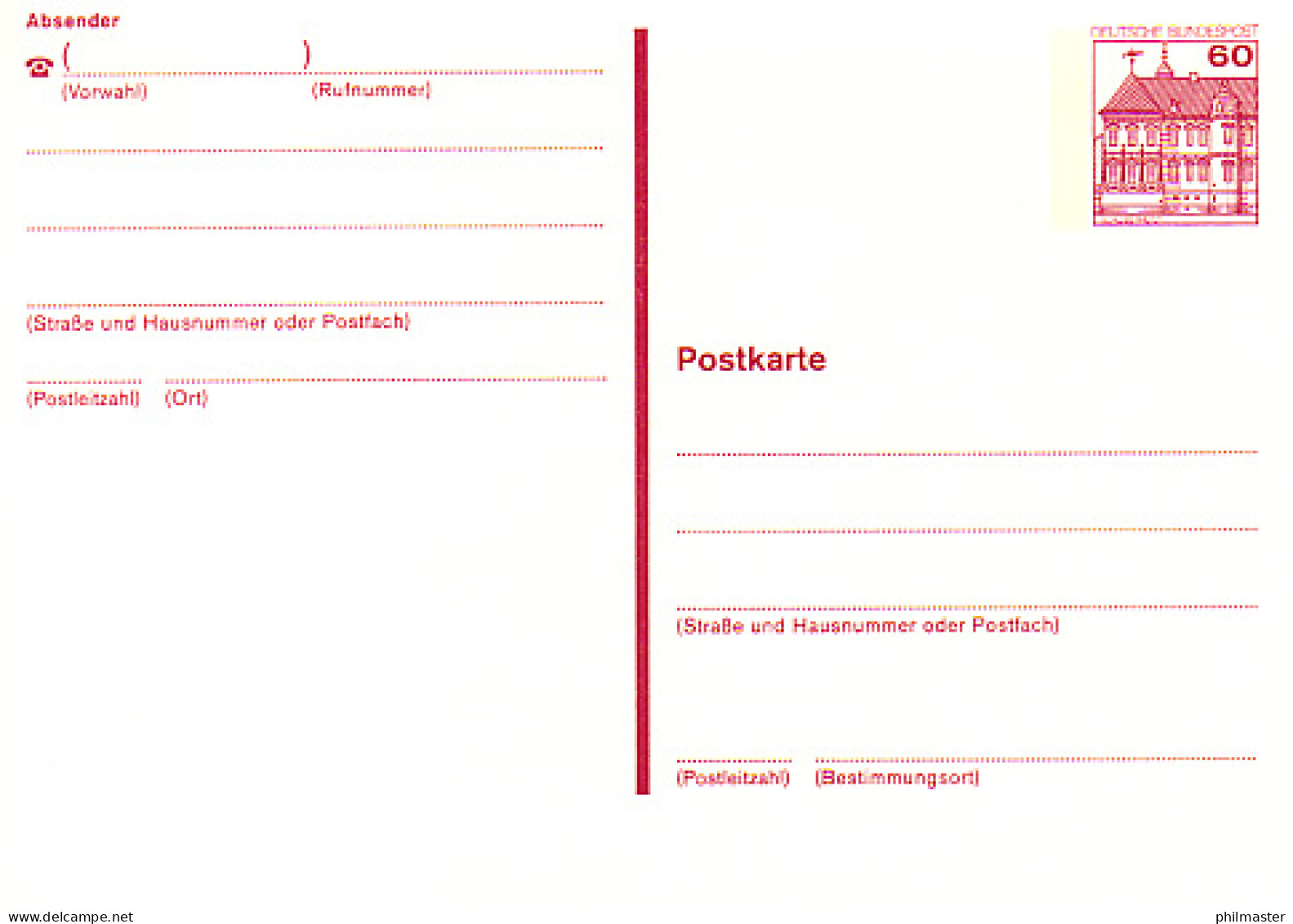 P 135 I BuS 60 Pf Buchdruck ** Wie Verausgabt - Cartes Postales - Neuves