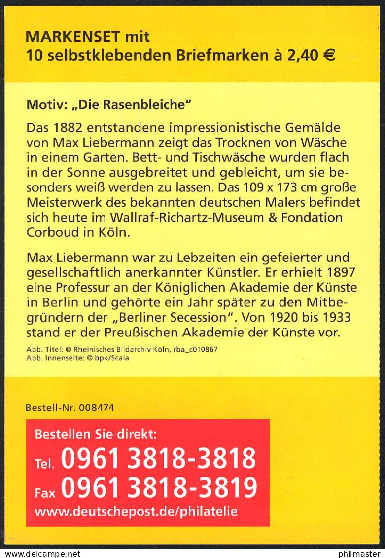 92 MH Die Rasenbleiche Von Max Liebermann, Postfrisch ** - 2011-2020