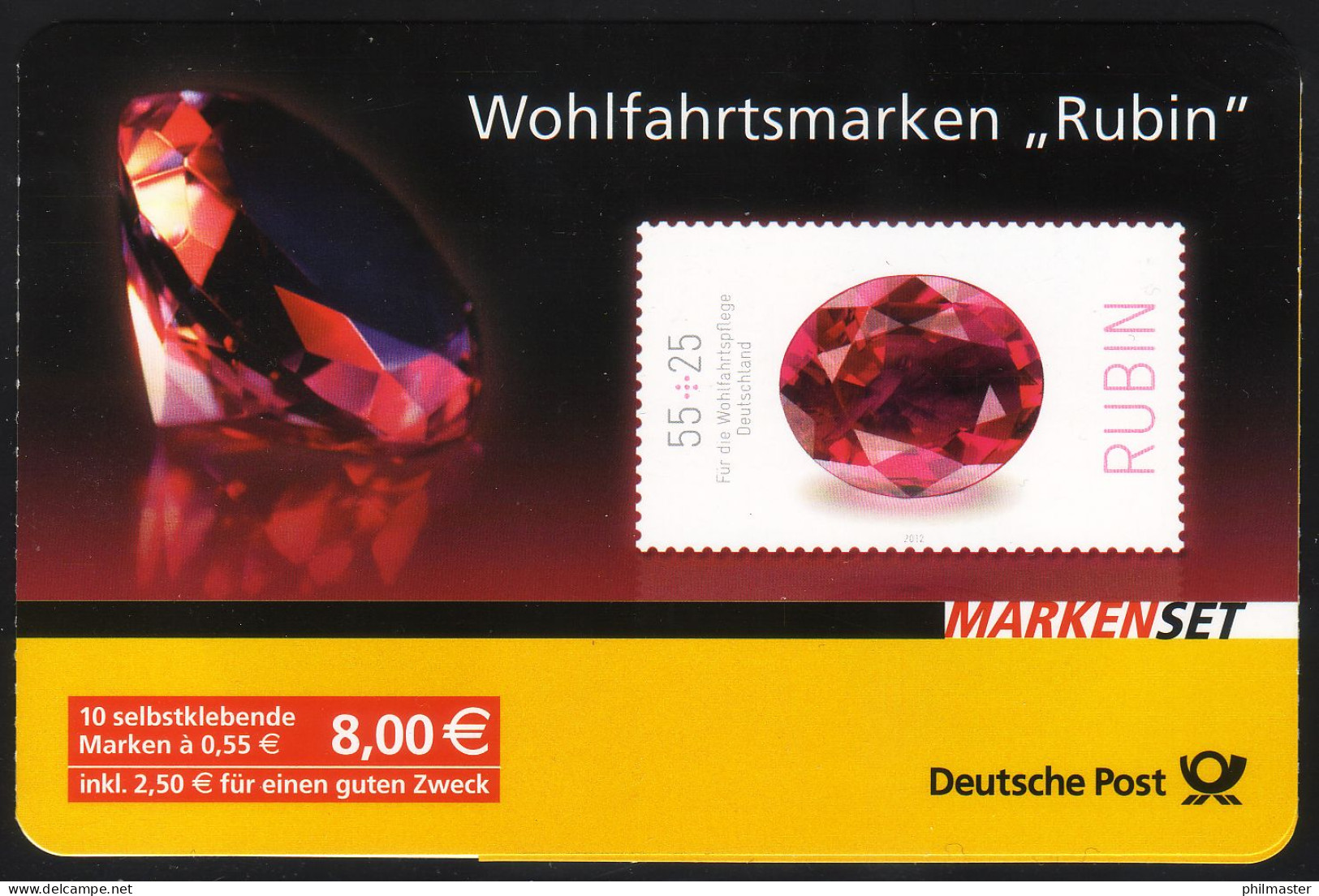 87 MH Edelstein Rubin, ** Postfrisches Heftchen Mit 10 Selbstklebenden Marken - 2011-2020