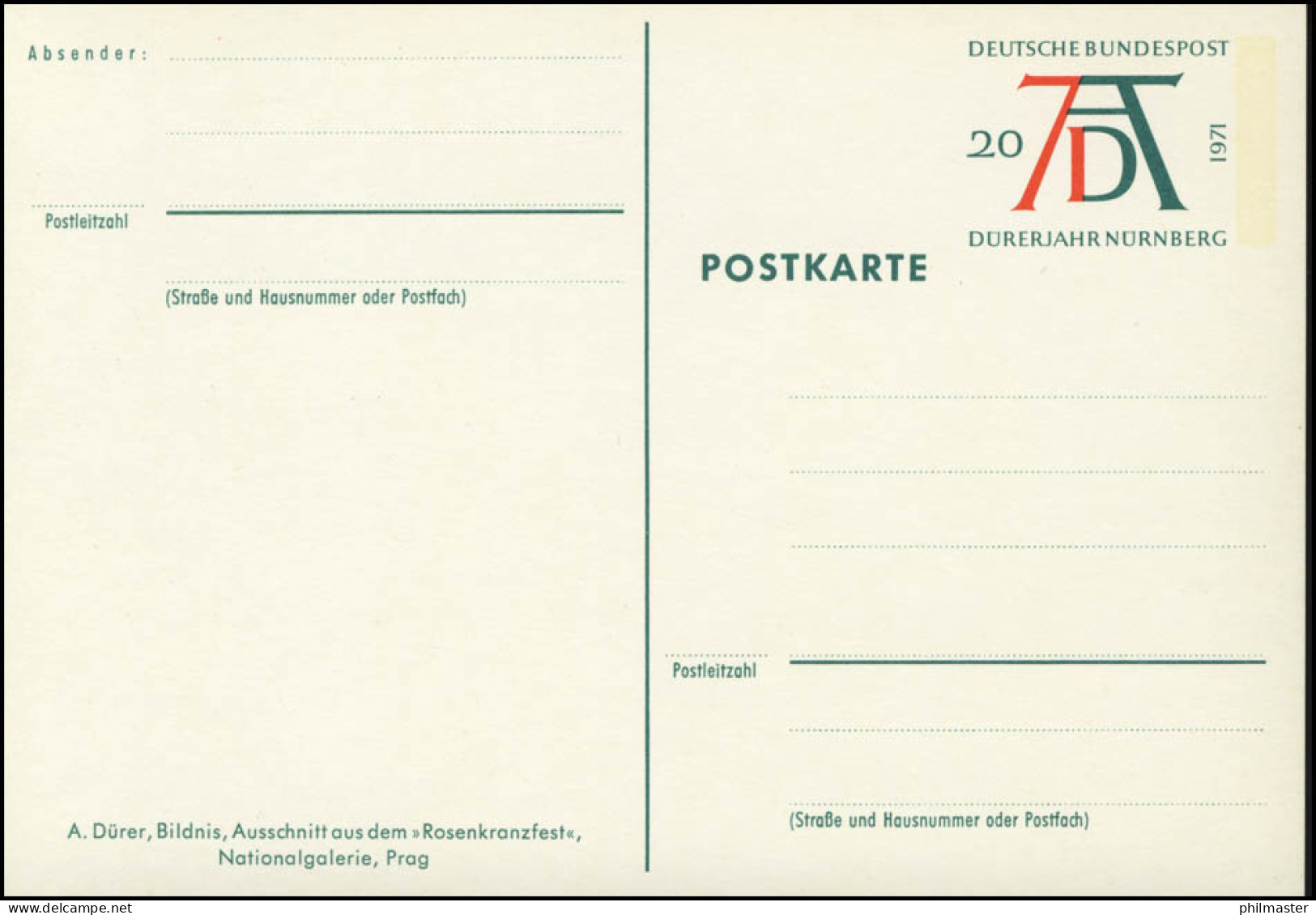 PSo 3/05: Dürer Ausschnitt Rosenkranzfest, Postfrisch - Postkarten - Ungebraucht