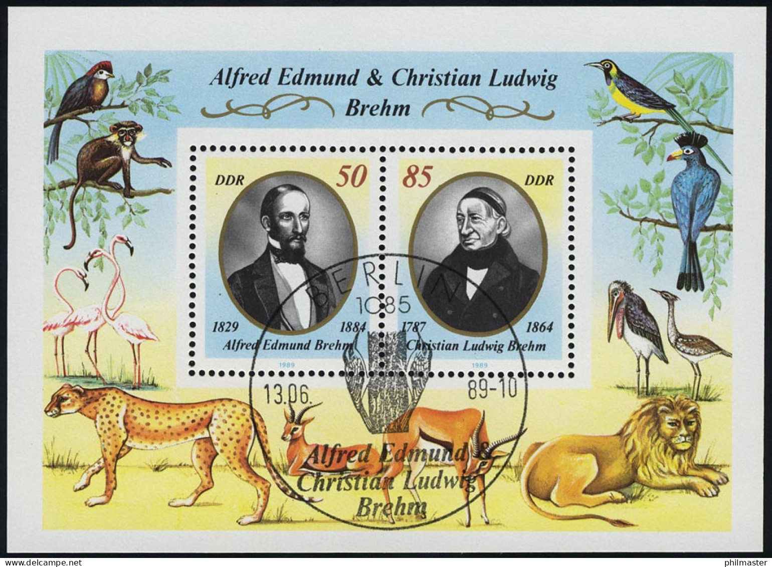 Block 98 Alfred Und Christian Brehm 1989, ESSt Berlin - Used Stamps