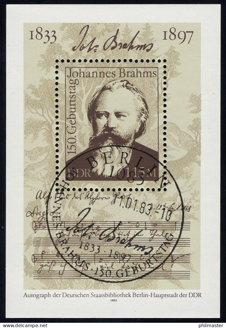 Block 69 Johannes Brahms 1983, ESSt Berlin - Used Stamps