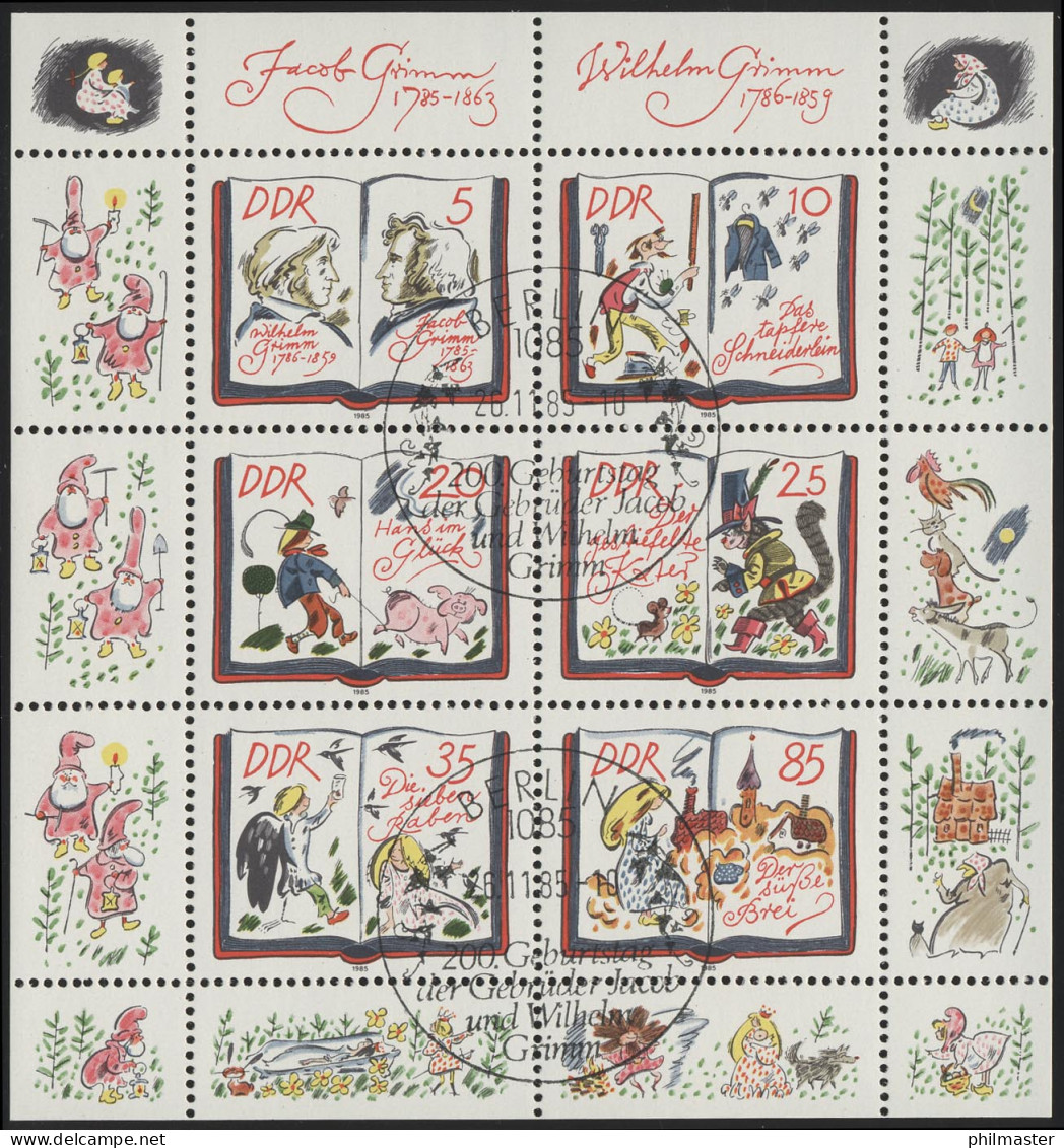 2987-2992 Märchen-Kleinbogen Grimm 1985, ESSt Berlin 26.11.85 - Used Stamps