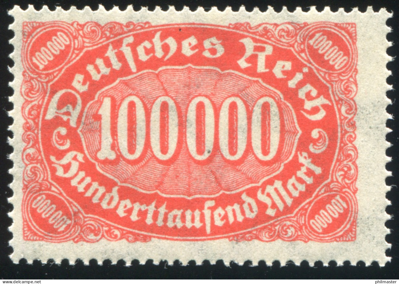 257III Infla 100000 Mark: Ausbuchtung Unten An Der 1, Feld 9, Postfrisch ** - Abarten & Kuriositäten