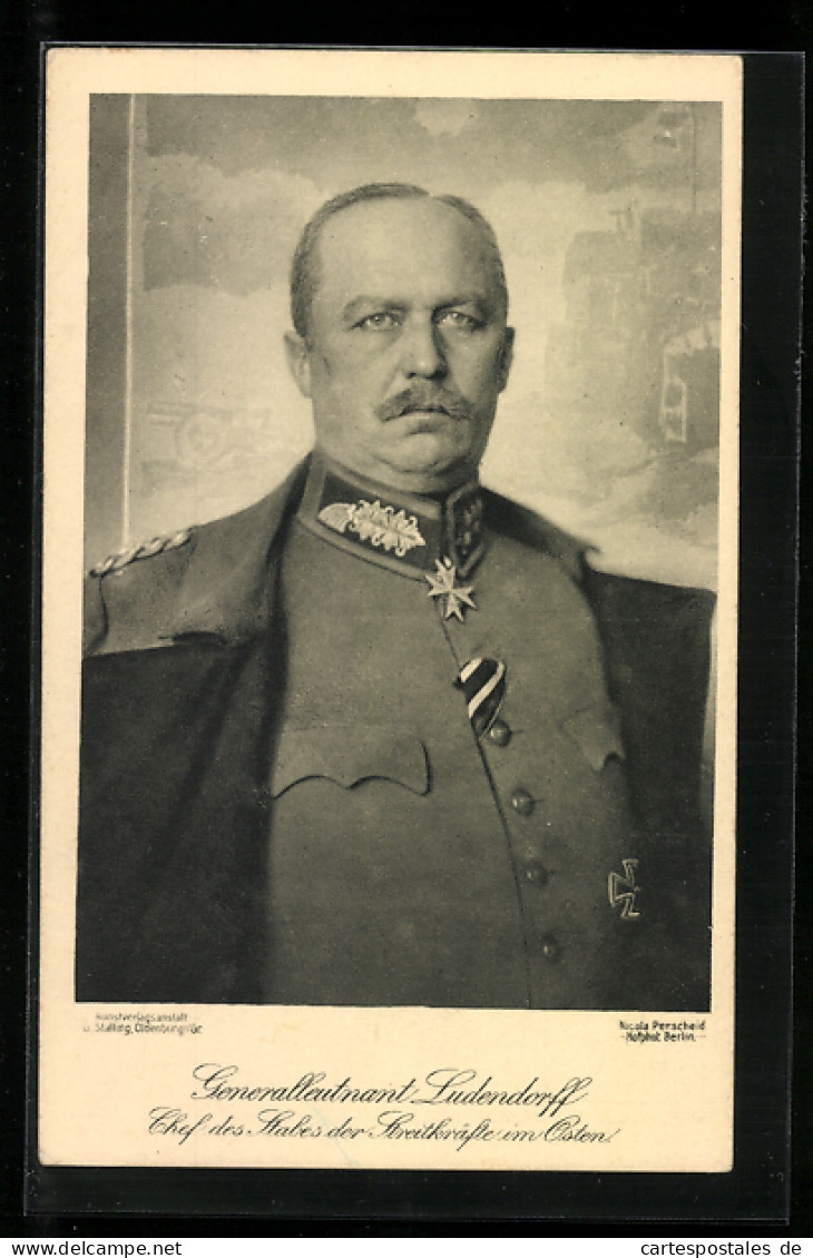 AK Portrait Von Generalleutnant Erich Ludendorff Mit Pour Le Merite  - Personaggi Storici