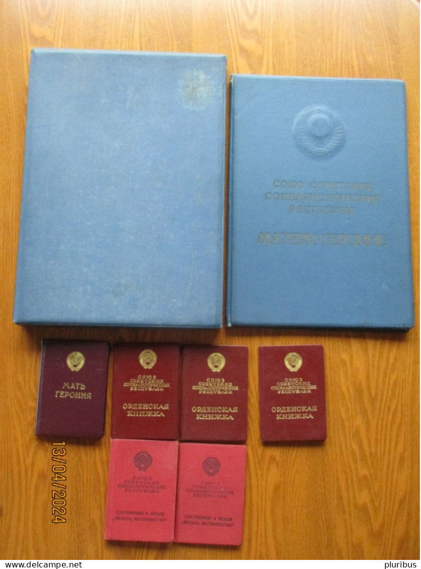 USSR RUSSIA AZERBAIJAN FULL SET OF MOTHER HEROINE ORDERS AND MEDALS WITH DOCUMENTS AND BIG CASE , 20- - Lotes