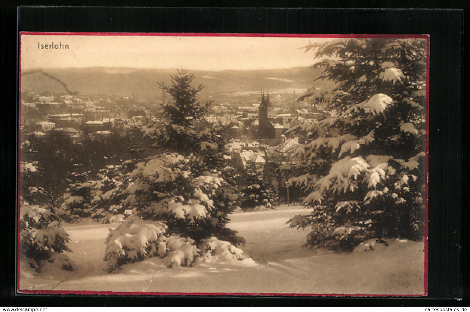 AK Iserlohn, Ortsansicht Im Winter, Mit Blick Auf Die Kirche  - Iserlohn