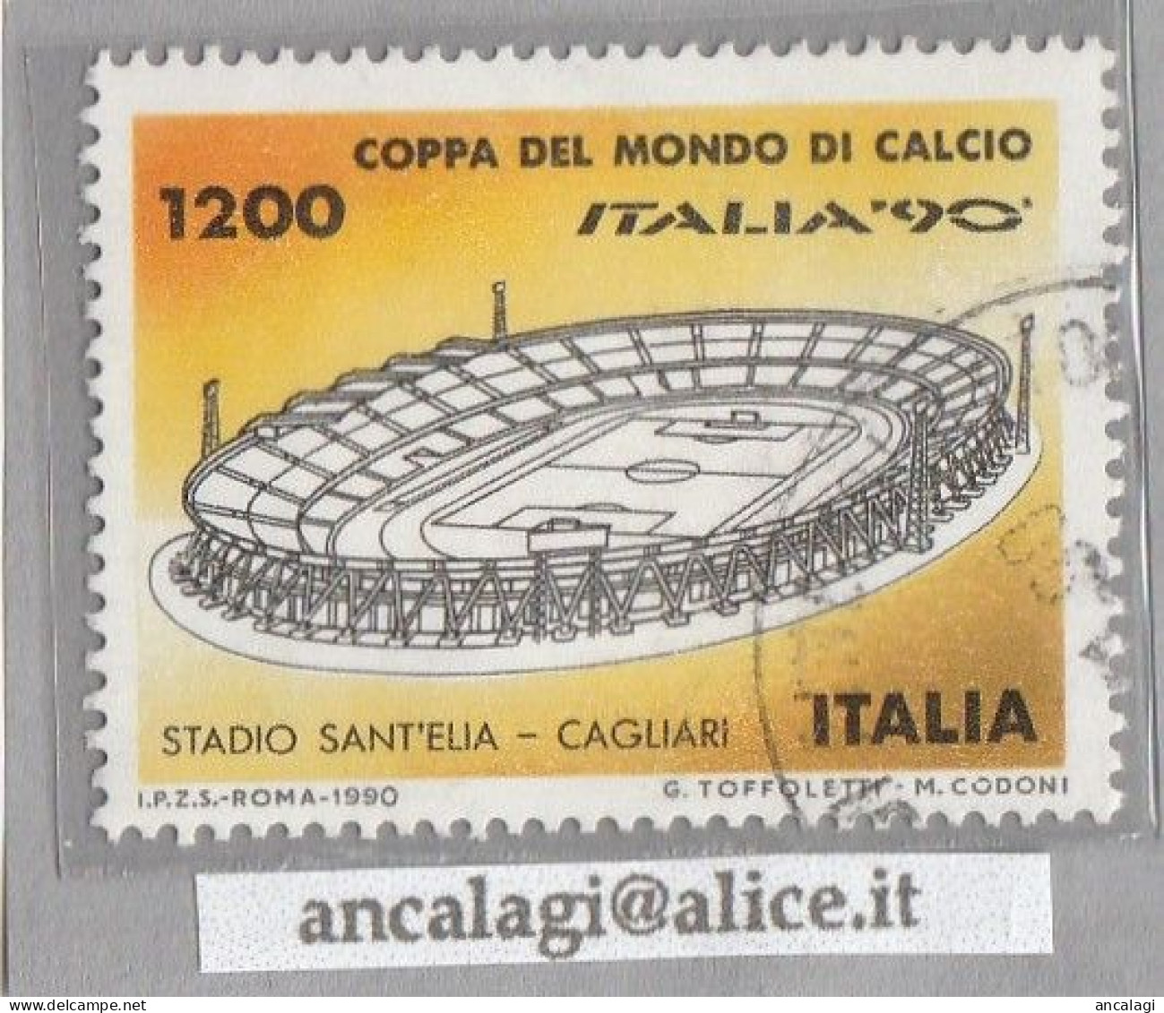 USATI ITALIA 1990 - Ref.0618C "Coppa Del Mondo: STADIO SANT'ELIA, CAGLIARI" 1 Val. - - 1981-90: Used