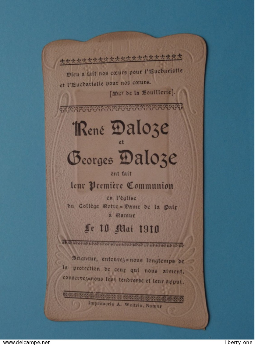 1ere Communion De René Et Georges DALOZE Au College N.D. à NAMUR Le 10 Mai 1910 ( Zie / Voir SCANS ) ! - Kommunion Und Konfirmazion