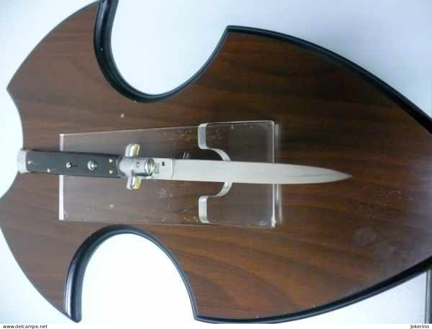 Coltello A Scatto - Italian Stiletto 33 Cm , Impugniatura Di Bufalo Scuro -coltellerie Artigianali Maniago Italy - 3 - Armas Blancas