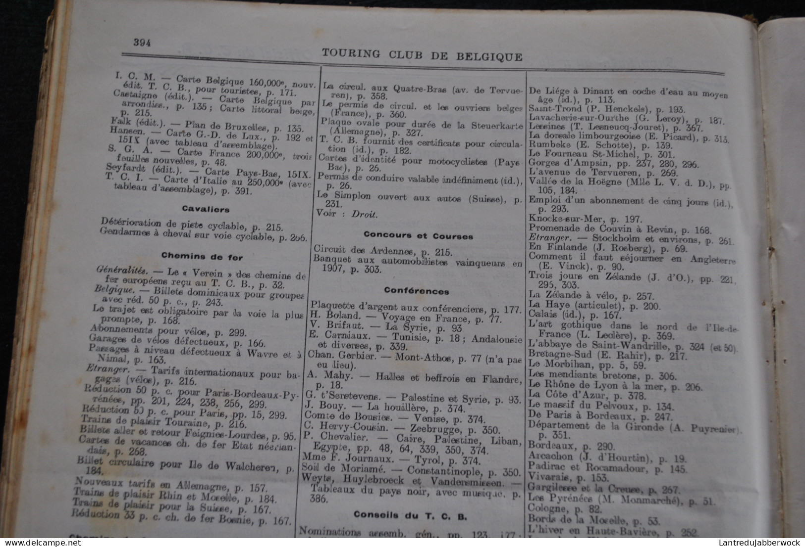 ANNUEL 1907 Bulletin officiel Touring Club de Belgique Alliance des touristes 13è année Régionalisme Tourisme Voyages