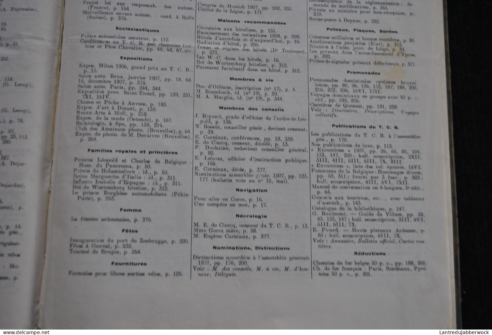 ANNUEL 1907 Bulletin officiel Touring Club de Belgique Alliance des touristes 13è année Régionalisme Tourisme Voyages