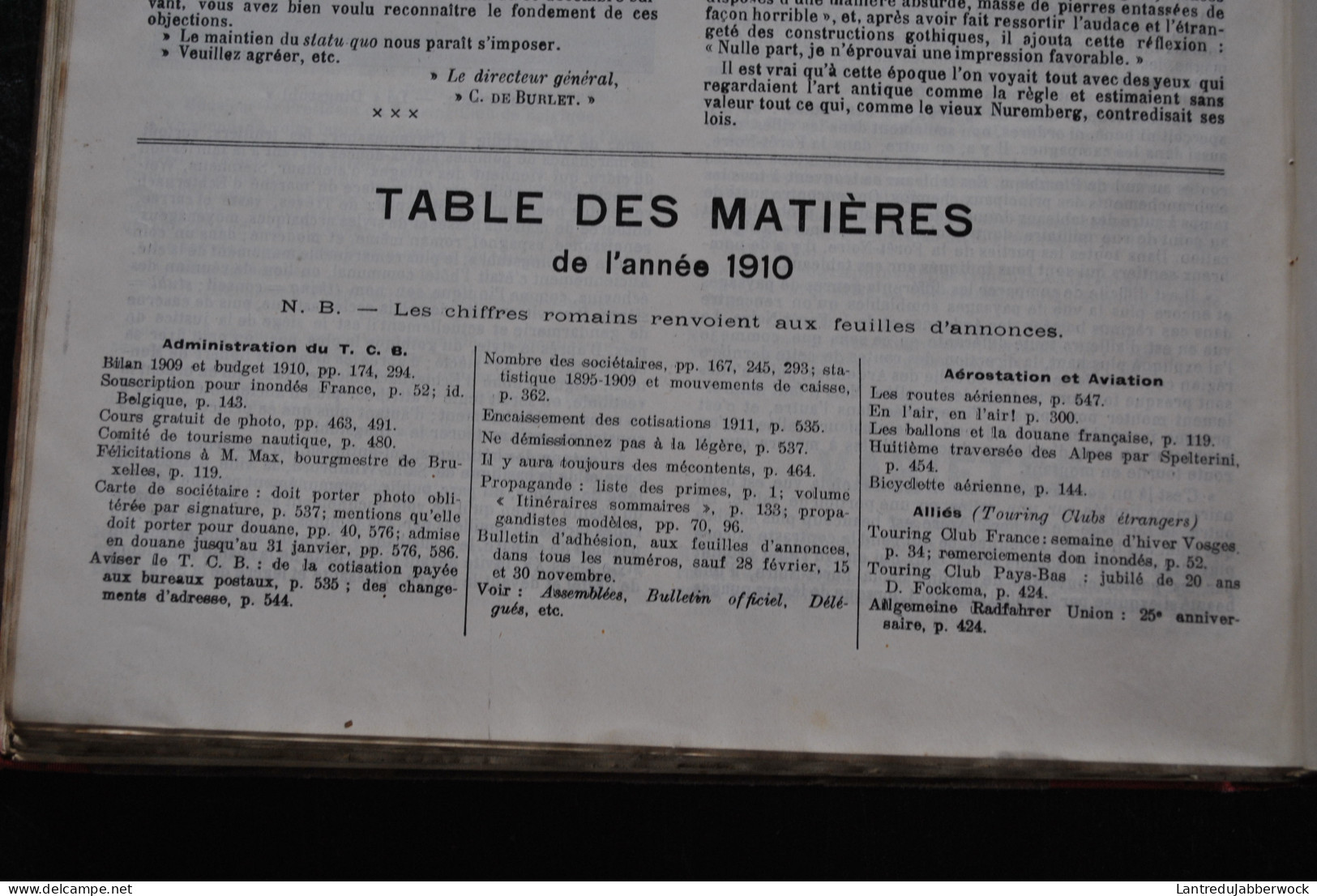 ANNUEL 1910 Bulletin Officiel Touring Club De Belgique Alliance Des Touristes 16è Année Régionalisme Tourisme Voyages - België