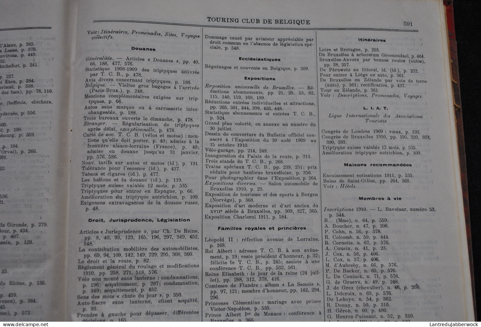 ANNUEL 1910 Bulletin officiel Touring Club de Belgique Alliance des touristes 16è année Régionalisme Tourisme Voyages