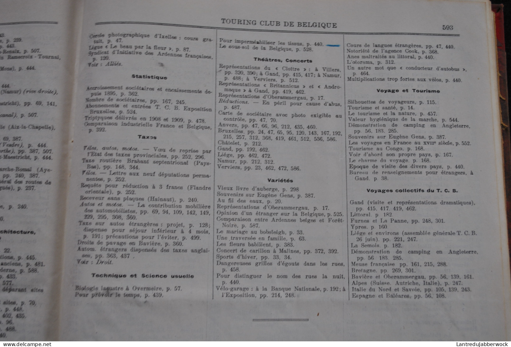 ANNUEL 1910 Bulletin officiel Touring Club de Belgique Alliance des touristes 16è année Régionalisme Tourisme Voyages