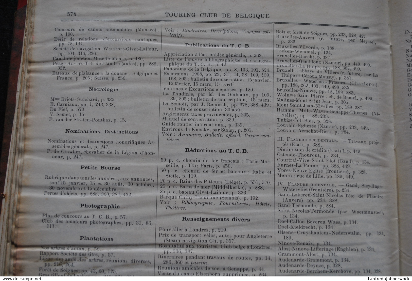 ANNUEL 1908 Bulletin officiel Touring Club de Belgique Alliance des touristes 14è année Régionalisme Tourisme Voyages