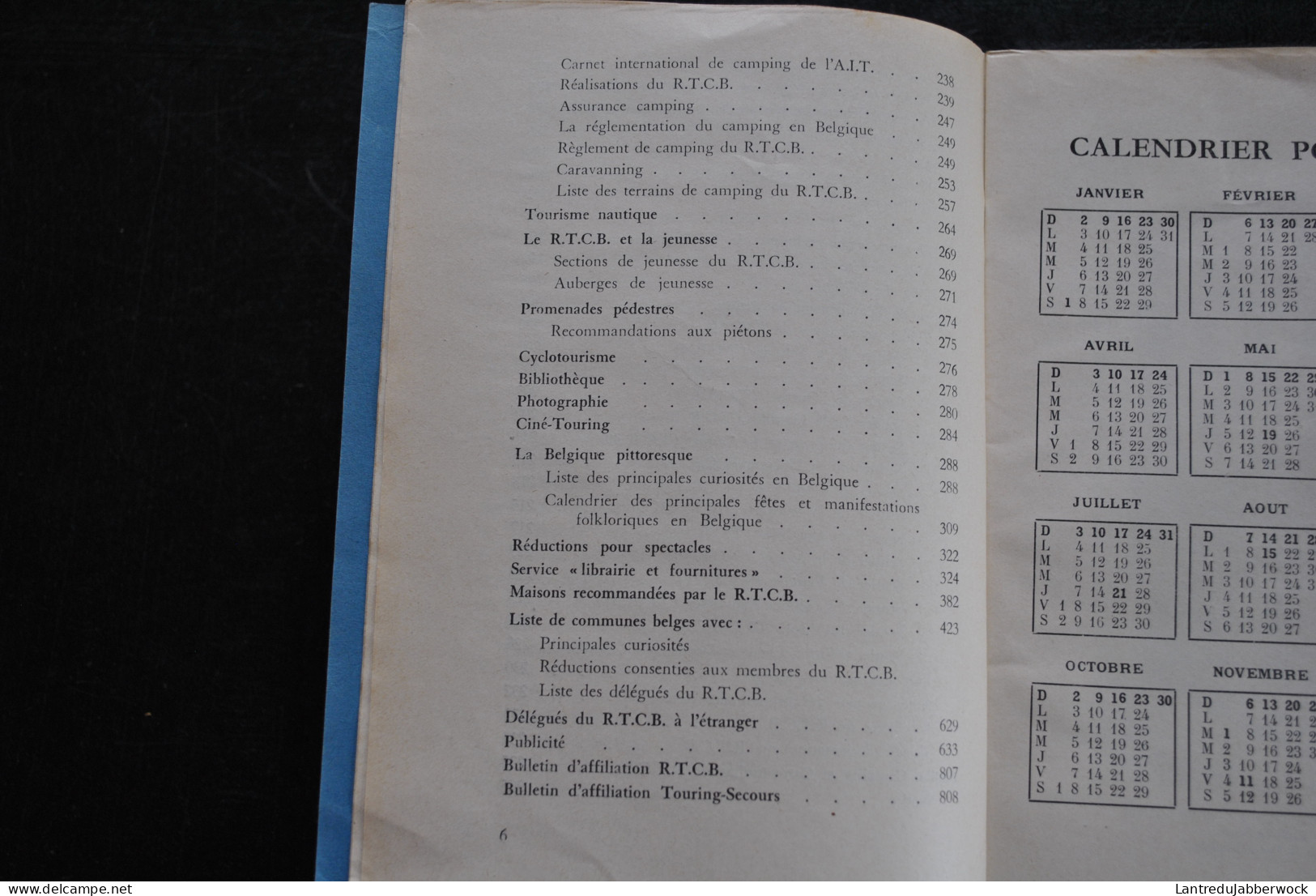 Royal Touring Club De Belgique Annuaire 1955 R.T.C.B RTCB Sentiers Calendrier Fêtes Folkloriques Curiosité Automobilisme - België