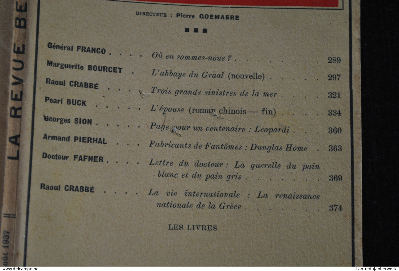 Pierre GOEMAERE La Revue Belge Août 1937 T3 N°4 Pub Publicité Devos Degreef Champagne Chauffage Boogaerts Casino Ostende - België