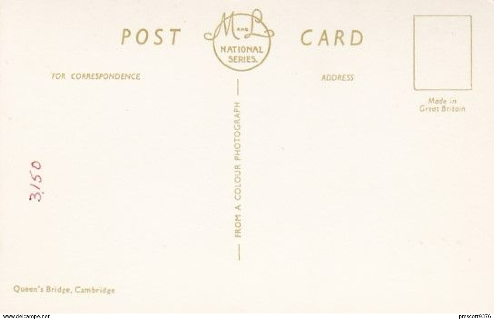 Queens Bridge College - Cambridge - Unused Postcard - National Series - Cambridge