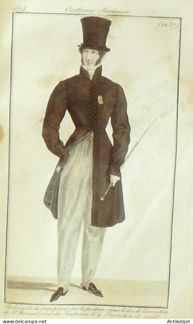 Journal Des Dames & Des Modes 1824 Costume Parisien Année Complète 84 Planches Aquarellées - Acqueforti