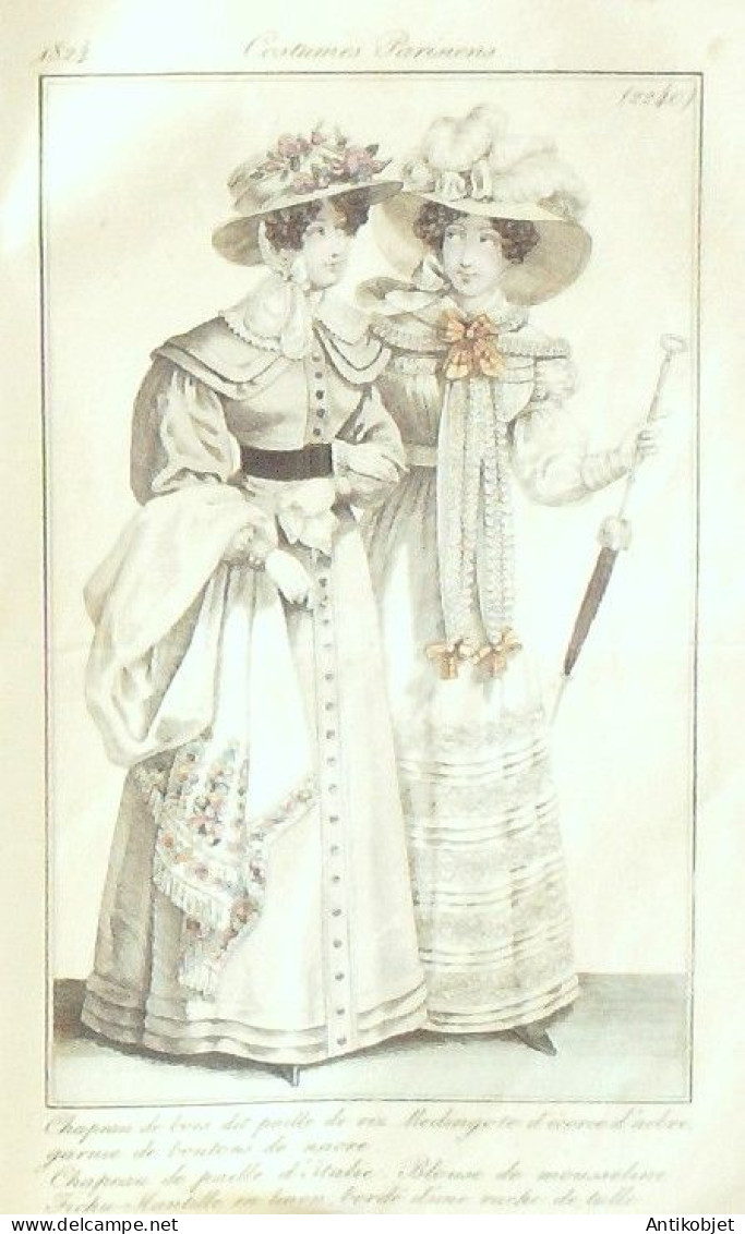 Journal des Dames & des Modes 1824 Costume Parisien Année complète 84 planches aquarellées