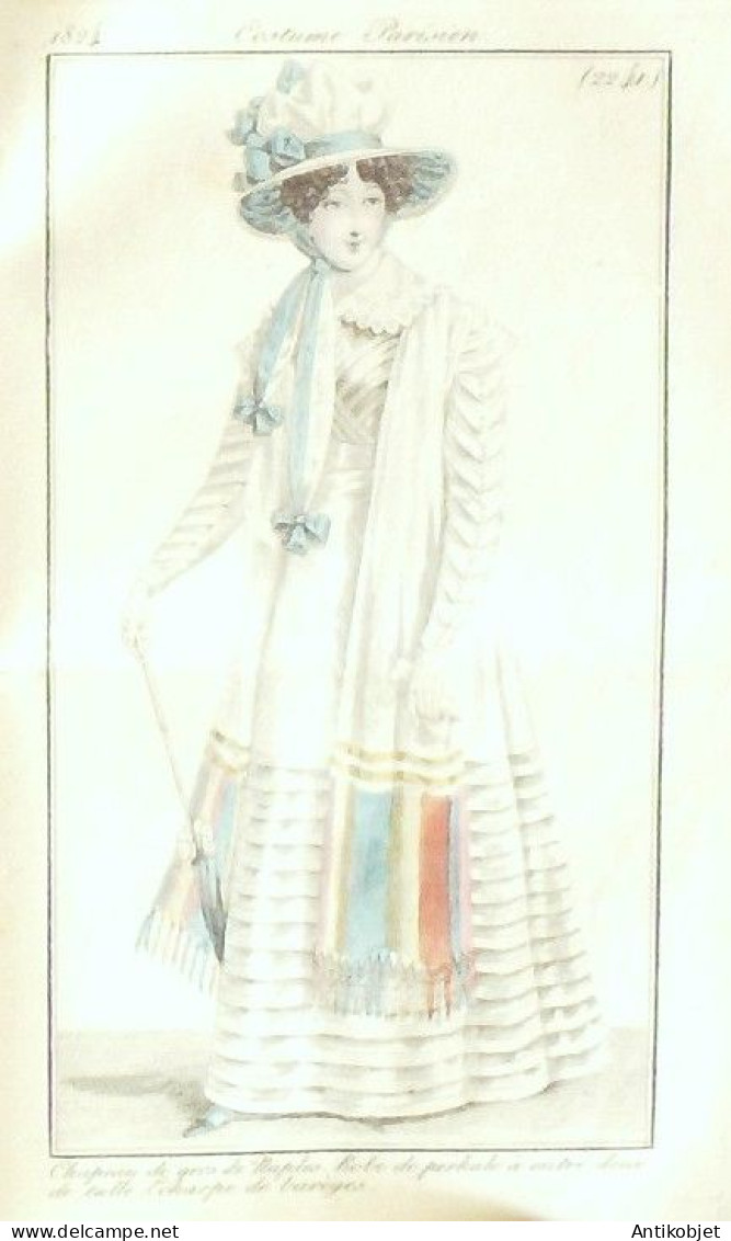 Journal des Dames & des Modes 1824 Costume Parisien Année complète 84 planches aquarellées