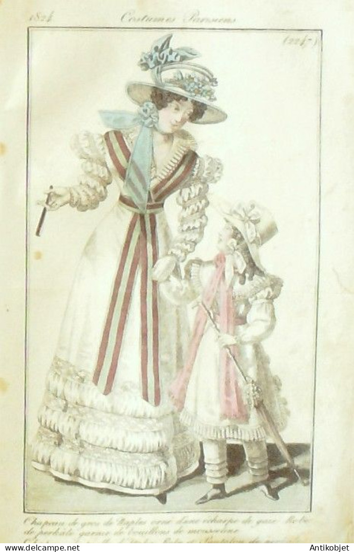 Journal des Dames & des Modes 1824 Costume Parisien Année complète 84 planches aquarellées