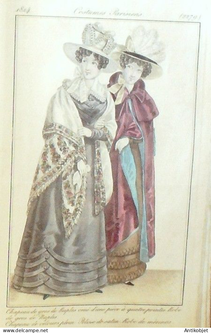 Journal des Dames & des Modes 1824 Costume Parisien Année complète 84 planches aquarellées