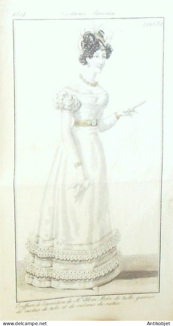 Journal des Dames & des Modes 1824 Costume Parisien Année complète 84 planches aquarellées