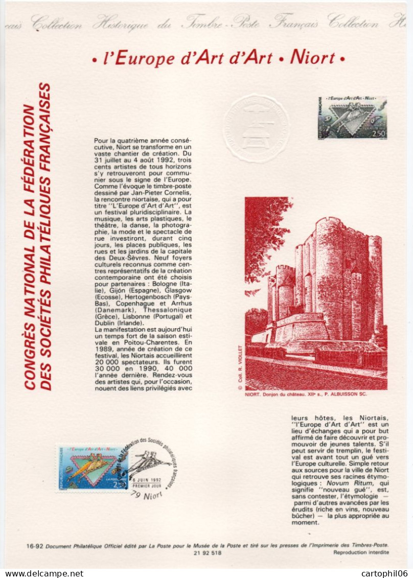 - Document Premier Jour CONGRÈS NATIONAL FFAP - NIORT 6.6.1992 - - Documents De La Poste