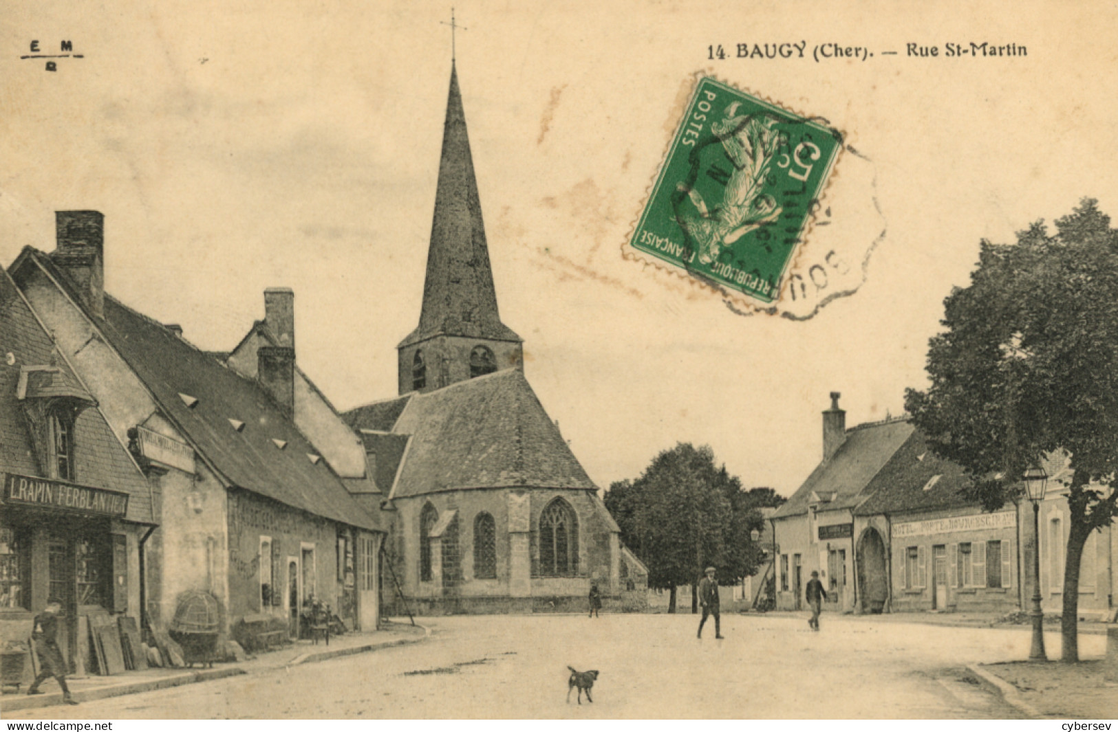 BAUGY - Rue Saint-Martin - R. Rapin, Ferblantier - Animé - Baugy