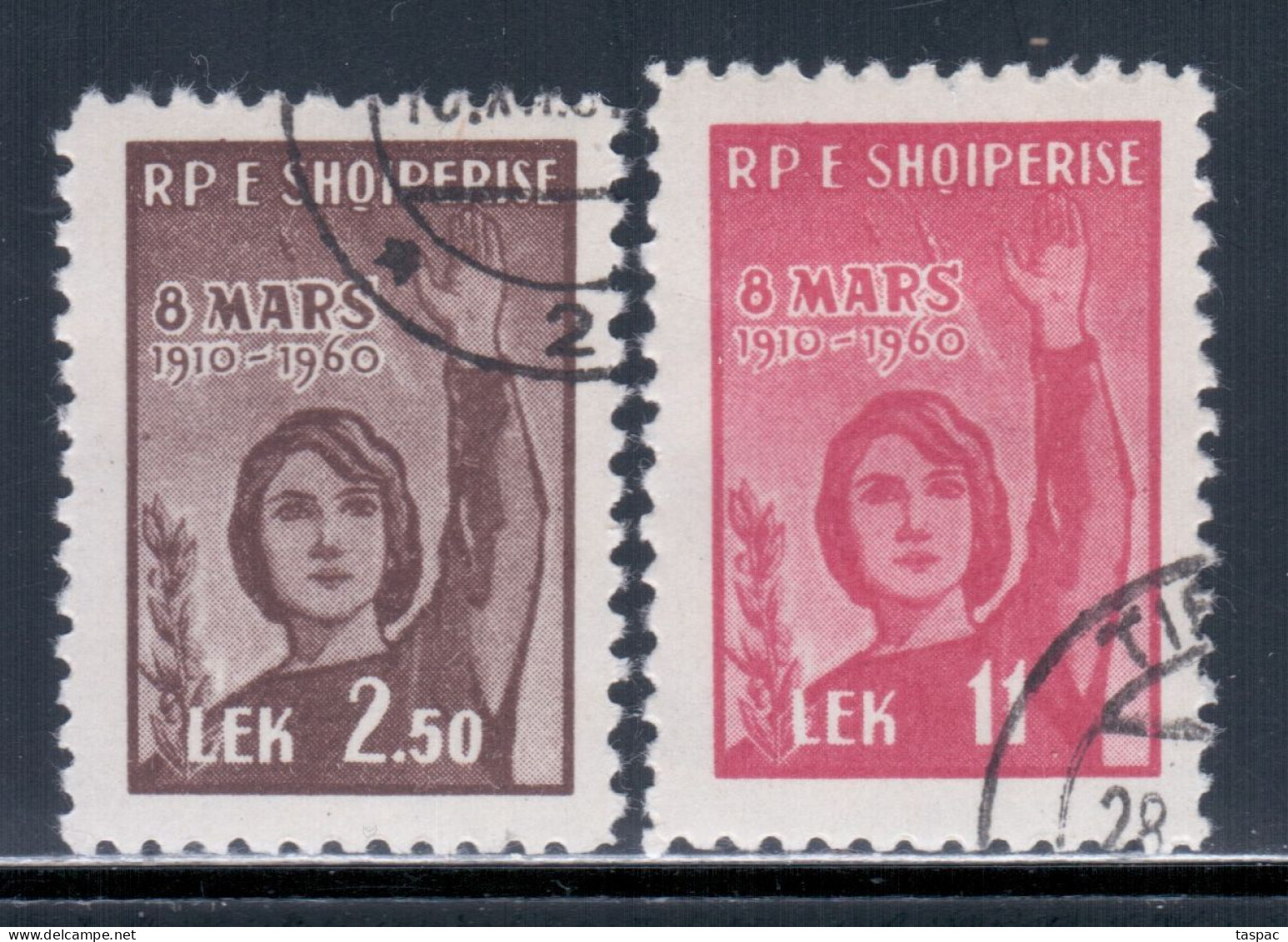 Albania 1960 Mi# 591-592 Used - 50th Anniv. Of Intl. Women's Day / Rockets / Space - Albanien