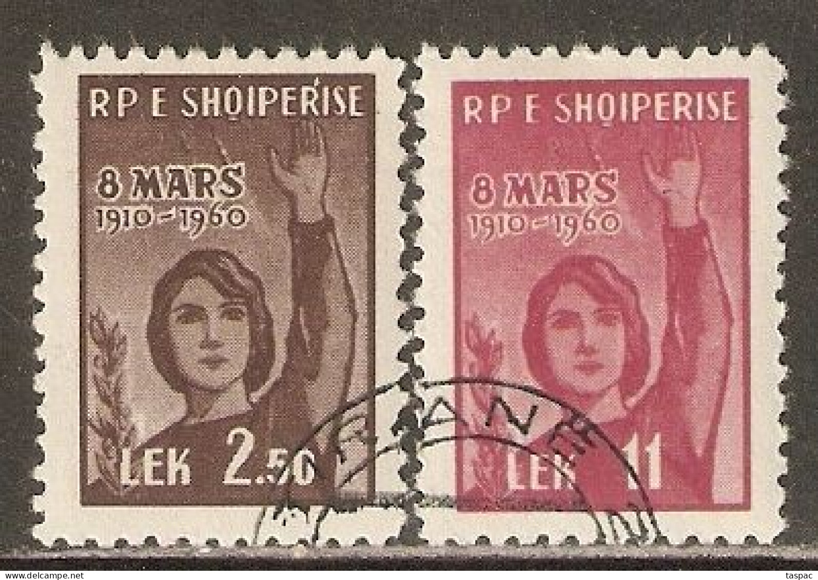 Albania 1960 Mi# 591-592 Used - 50th Anniv. Of Intl. Women's Day / Rockets / Space - Europe