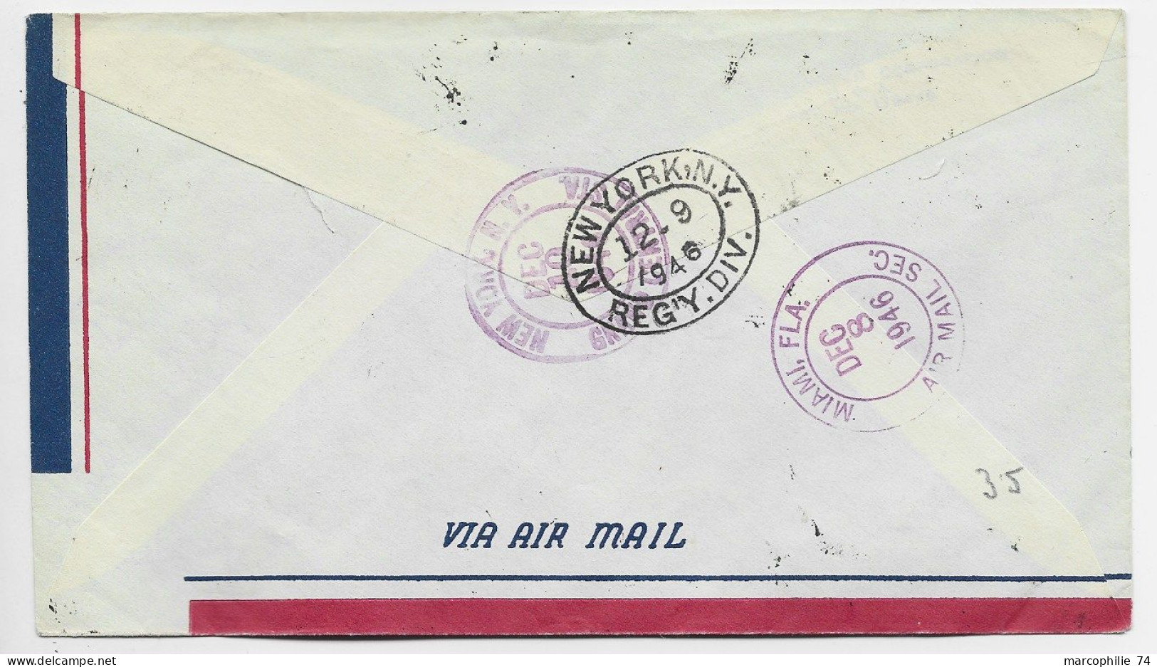 MARTINIQUE PA 5FR+10FR+50FR LETTRE COVER REC AVION FORT DE FRANCE 30.11.1946 POUR USA SIGNATURE DECARIS GRAVEUR - Briefe U. Dokumente