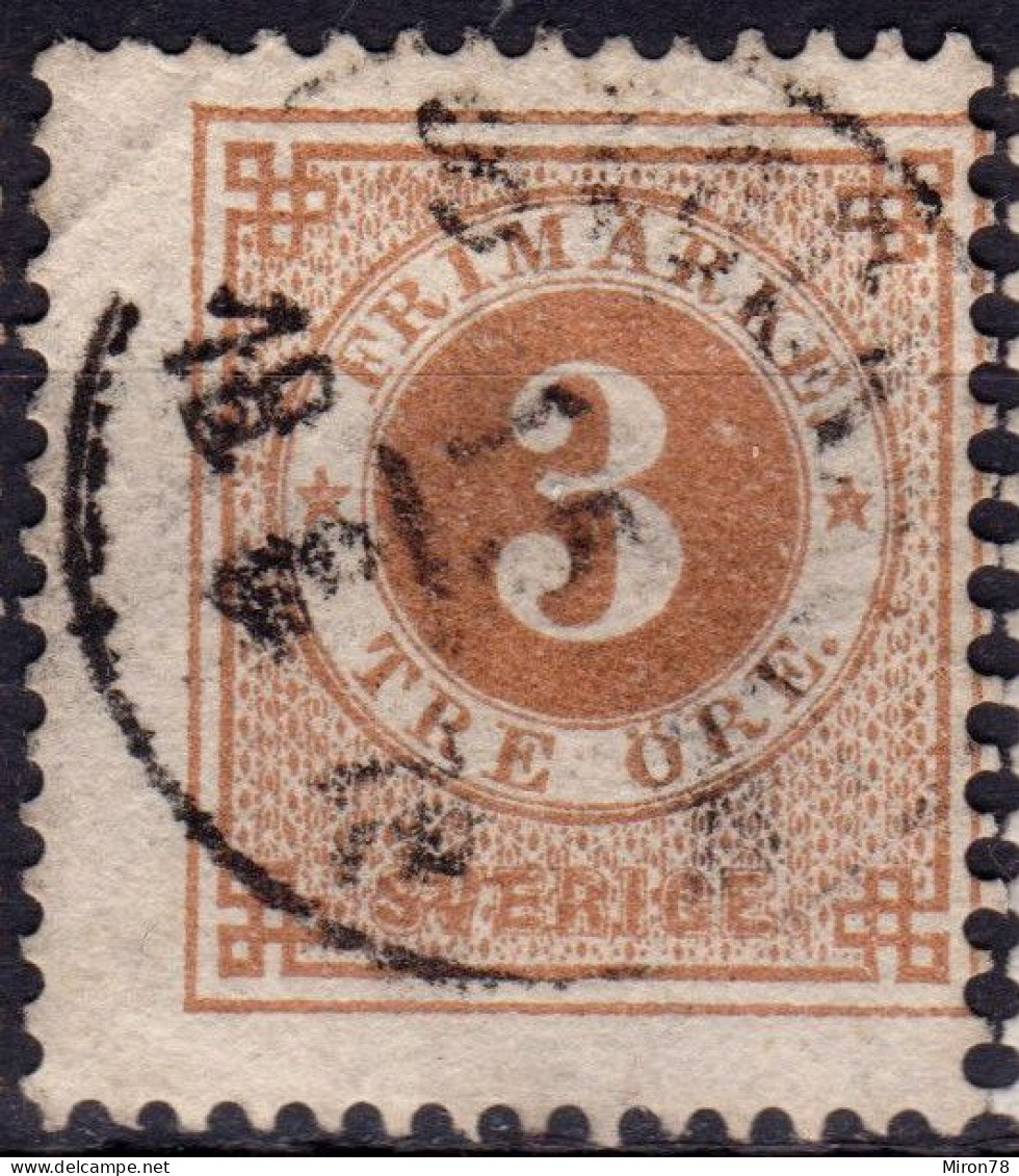 Stamp Sweden 1872-79 3o Used Lot11 - Used Stamps