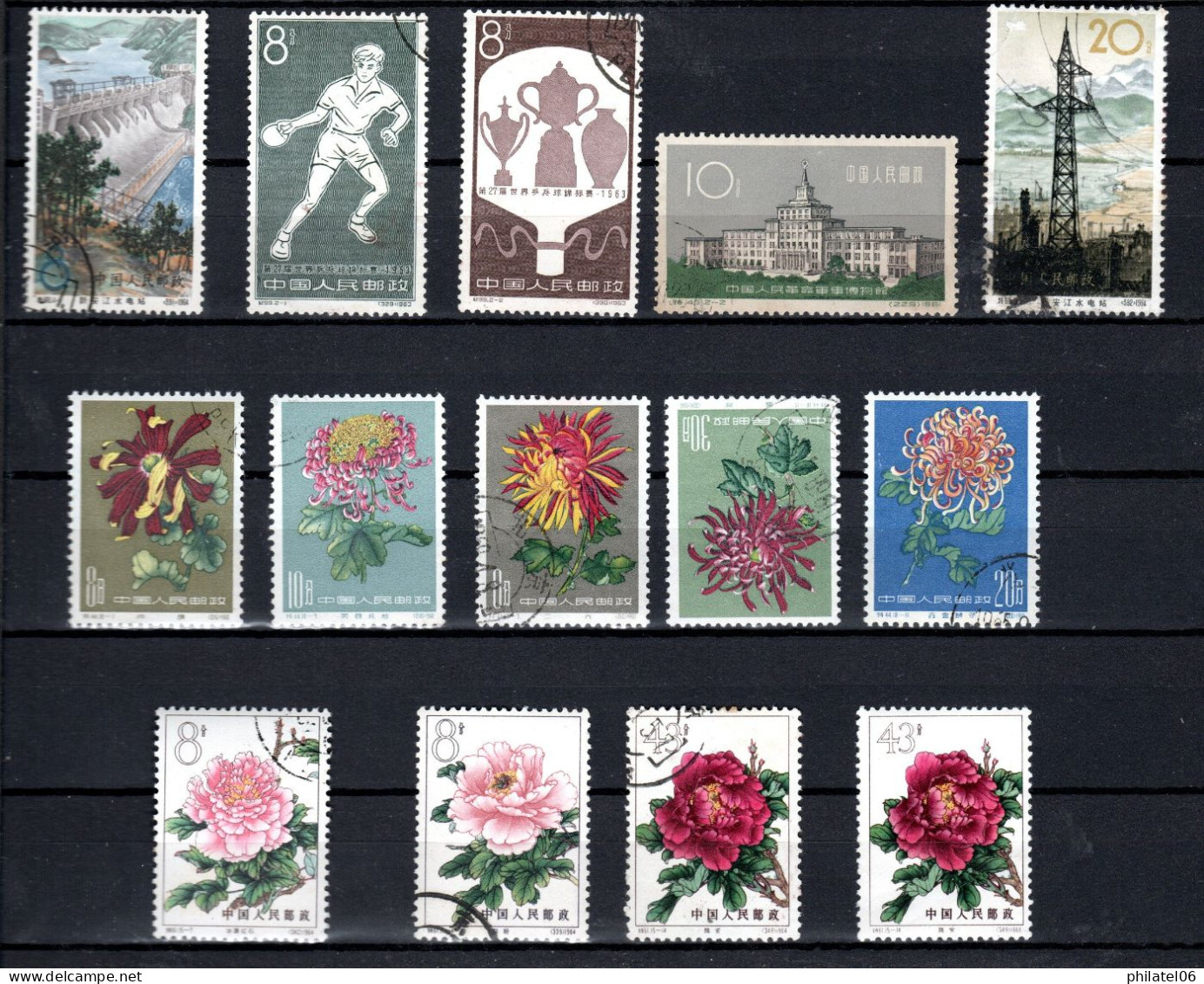 CHINA  LITTLE COLLECTION OF STAMPS USED BUTTERFLIES, FLOWERS, PIGS...