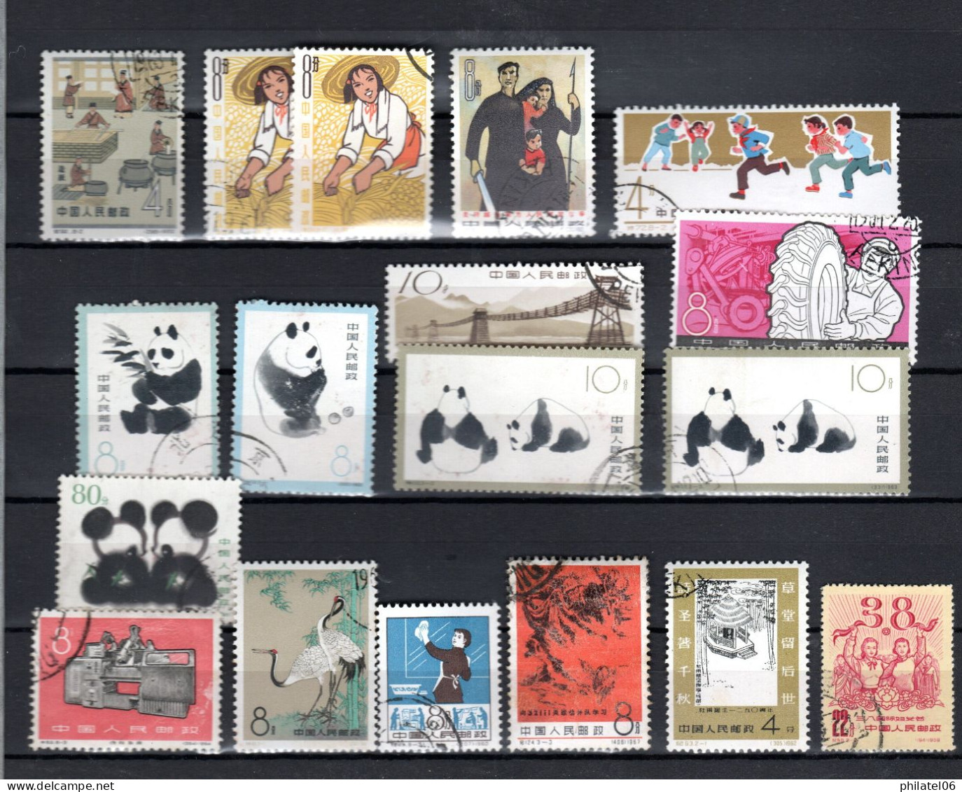 CHINA  LITTLE COLLECTION OF STAMPS USED BUTTERFLIES, FLOWERS, PIGS...