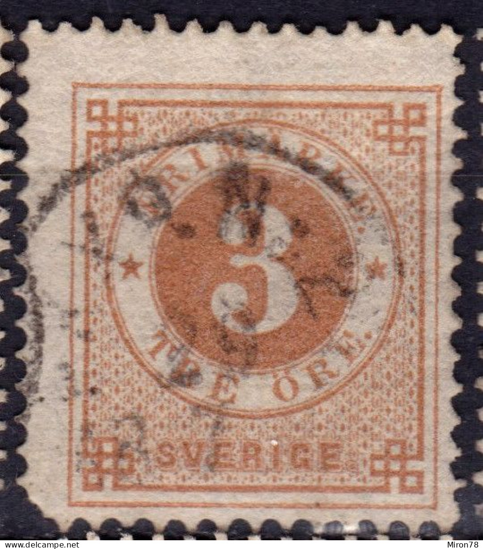 Stamp Sweden 1872-79 3o Used Lot26 - Used Stamps